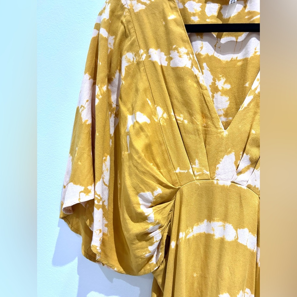 Yellow Tie-Dye High-Low Boho Maxi Dress- Size S-100% Rayon - Picture 4 of 8
